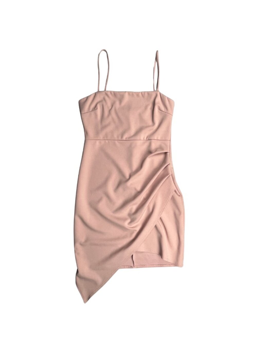 Blue Blush Mauve Pink Asymmetric Wrap Bodycon Dress XS